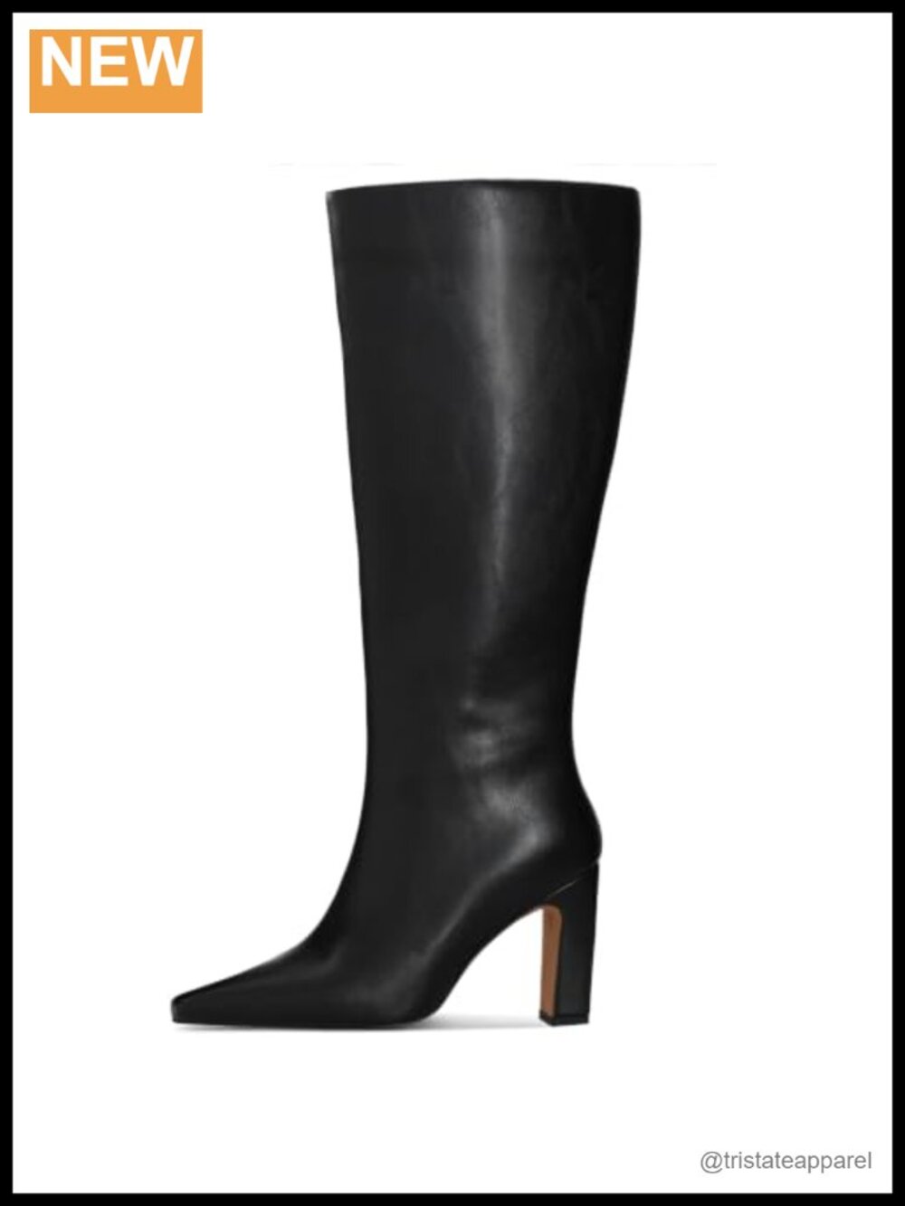 Wide Calf Knee High Boots Square Toe Chunky Heel Faux Leather
